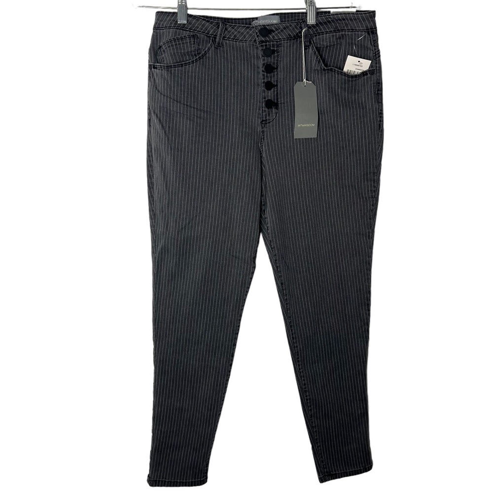Wit & Wisdom Charcoal Gray Stripe Ab Solution High Rise Ankle Length Jean